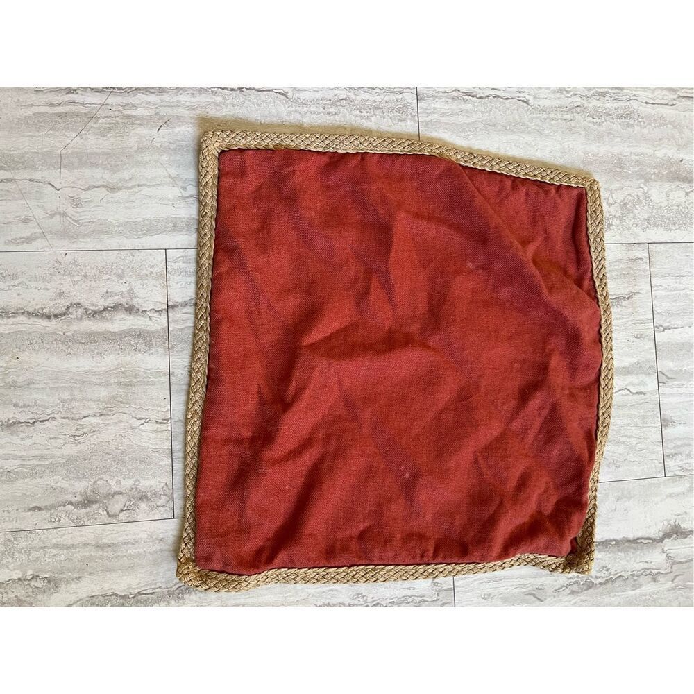 Pottery Barn Pillow Cover Braided Jute Linen 20x20” Orange